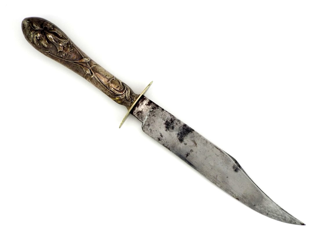 Interesting US Gold Rush Era Bowie Knife Blade with GERMAN 800 SILVER HILT (1 of 16)