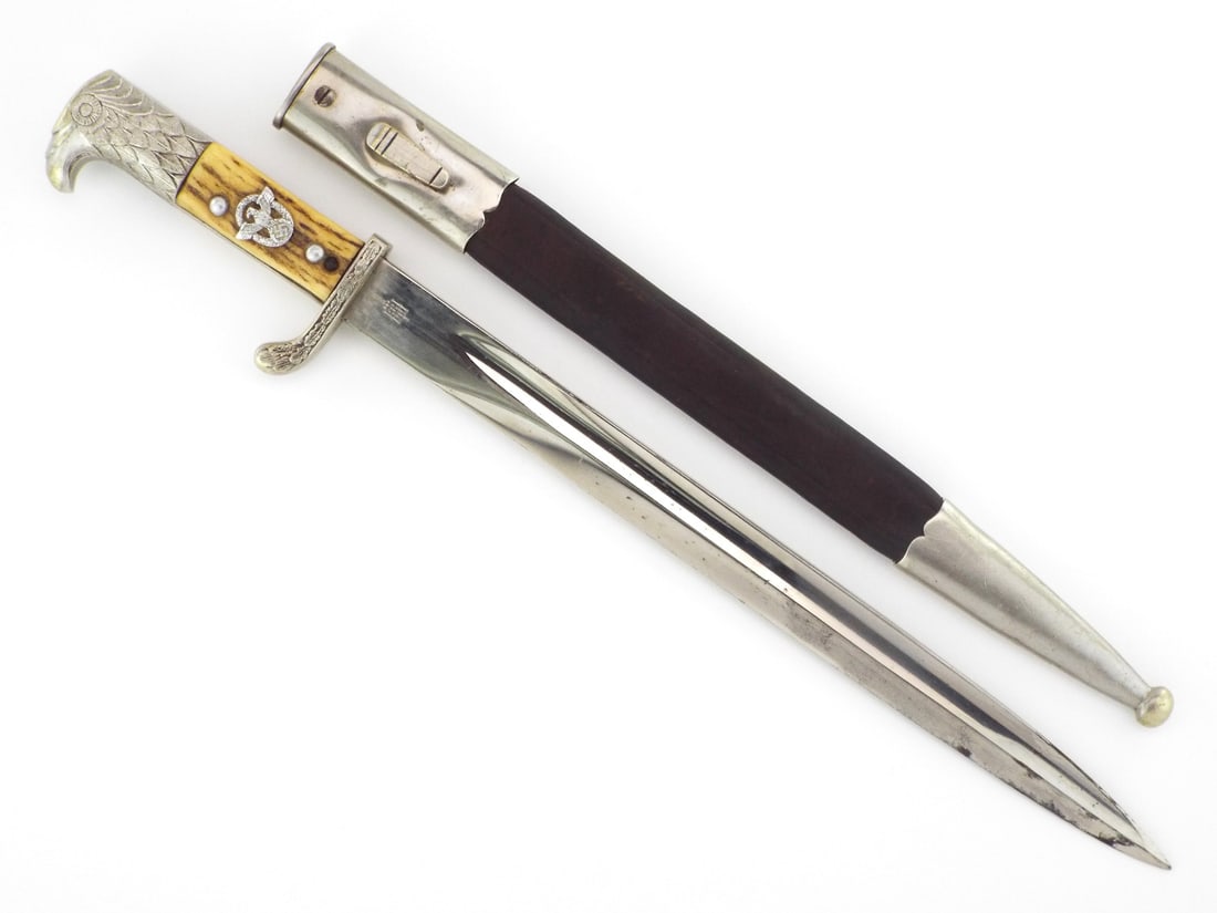 German WWII Rural Police Bayonet Dagger By E&F HORSTER SOLINGEN & Matching Unit Markings (1 of 16)