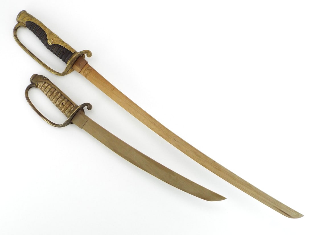 Pair of Japanese WWII IMPERIAL NAVY AND ARMY Officer Sword Hilts In Shagreen (1 of 17)