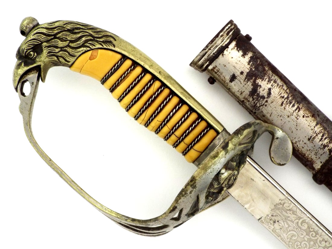 Mexican Mid 19th C. Cavalry Officer Sword By FABRICA DE TOLEDO with Eagle Head Pommel (1 of 14)
