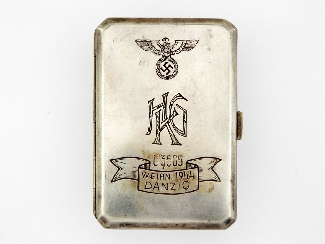 Soviet Made Post WWII Silver German Cigarette Case With U-Boat 3505 Presentation Engravings (1 of 16)