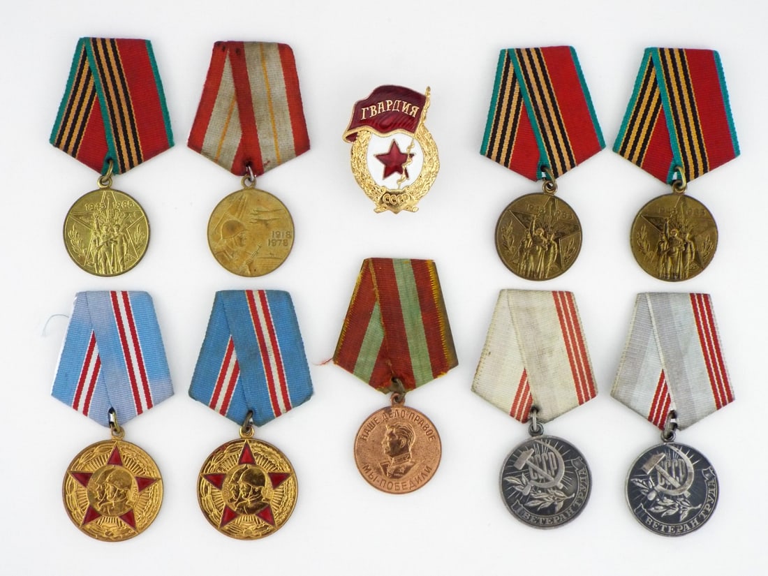 Group of 10 Soviet WWII & Cold War Medals with Ribbons (1 of 4)