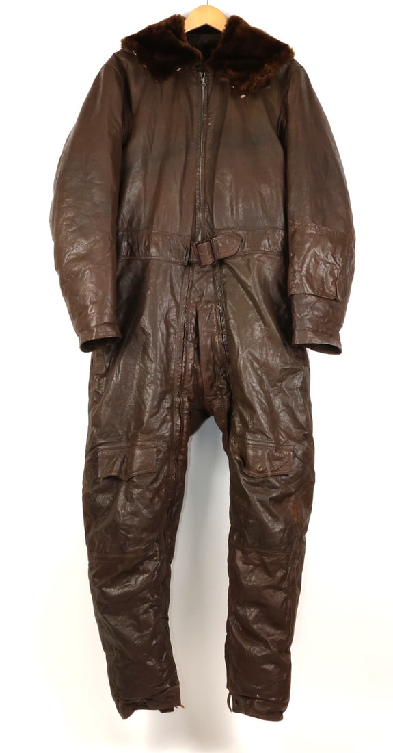 Flying Tigers WWII M456 Winter Flight Suit ACE PILOT DONALD BERNSDORF: Affixed to the left chest is a prominent gold stamped orange leather nameplate reading B. R. BERNSDORFF / TEST PILOT. Historical research identifies the owner as Donald R. Bernsdorf, a legendary aviat