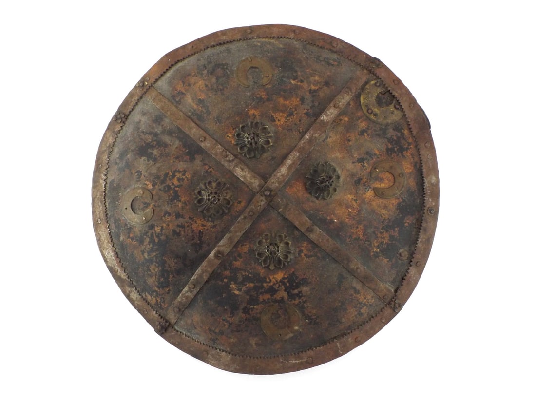 Fantastic 19th C. AFGHAN SHIELD Leather Handles (1 of 20)