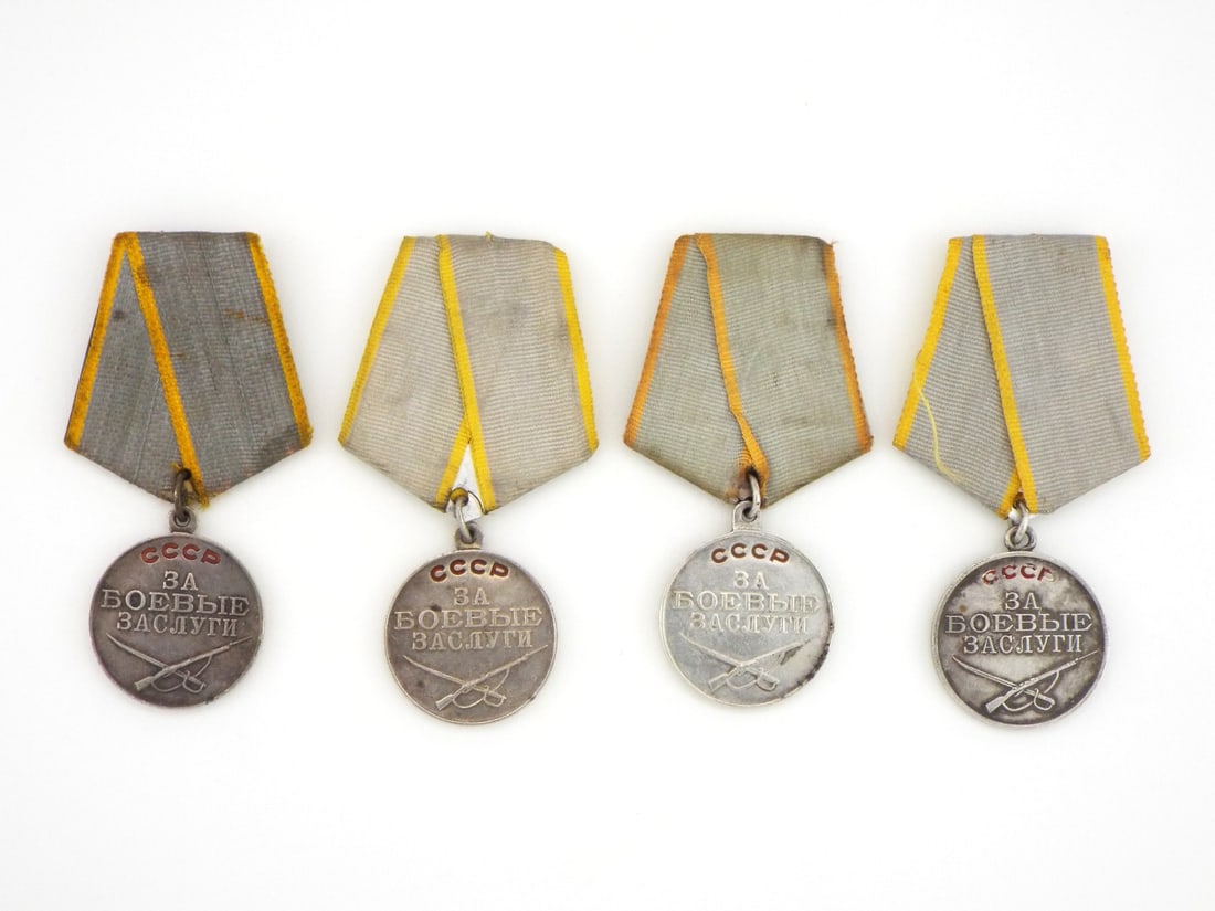 Soviet WWII Period SILVER Medals For Battle Merit (1 of 4)