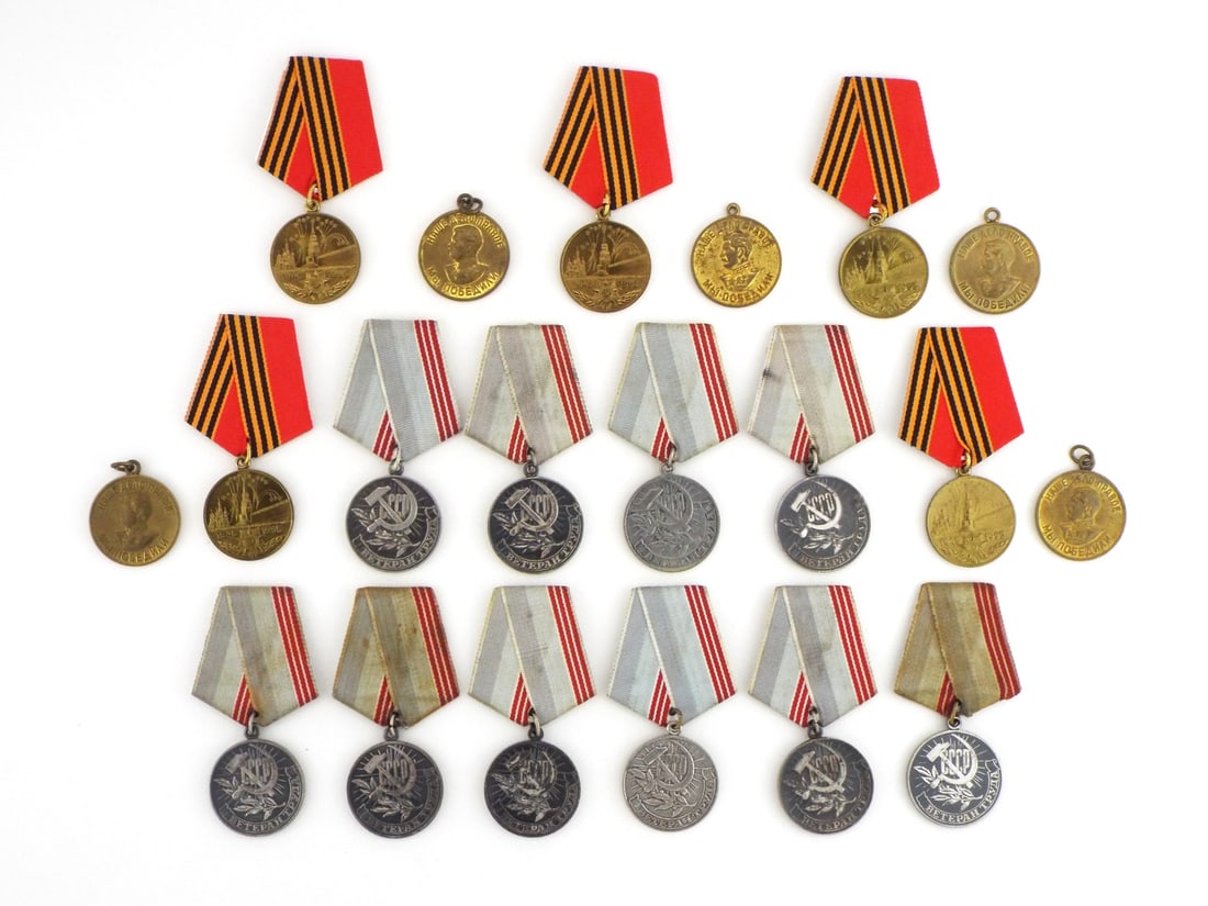 Soviet Post WWII Group 20 Commemorative Medals St. George & Labor Ribbons (1 of 8)
