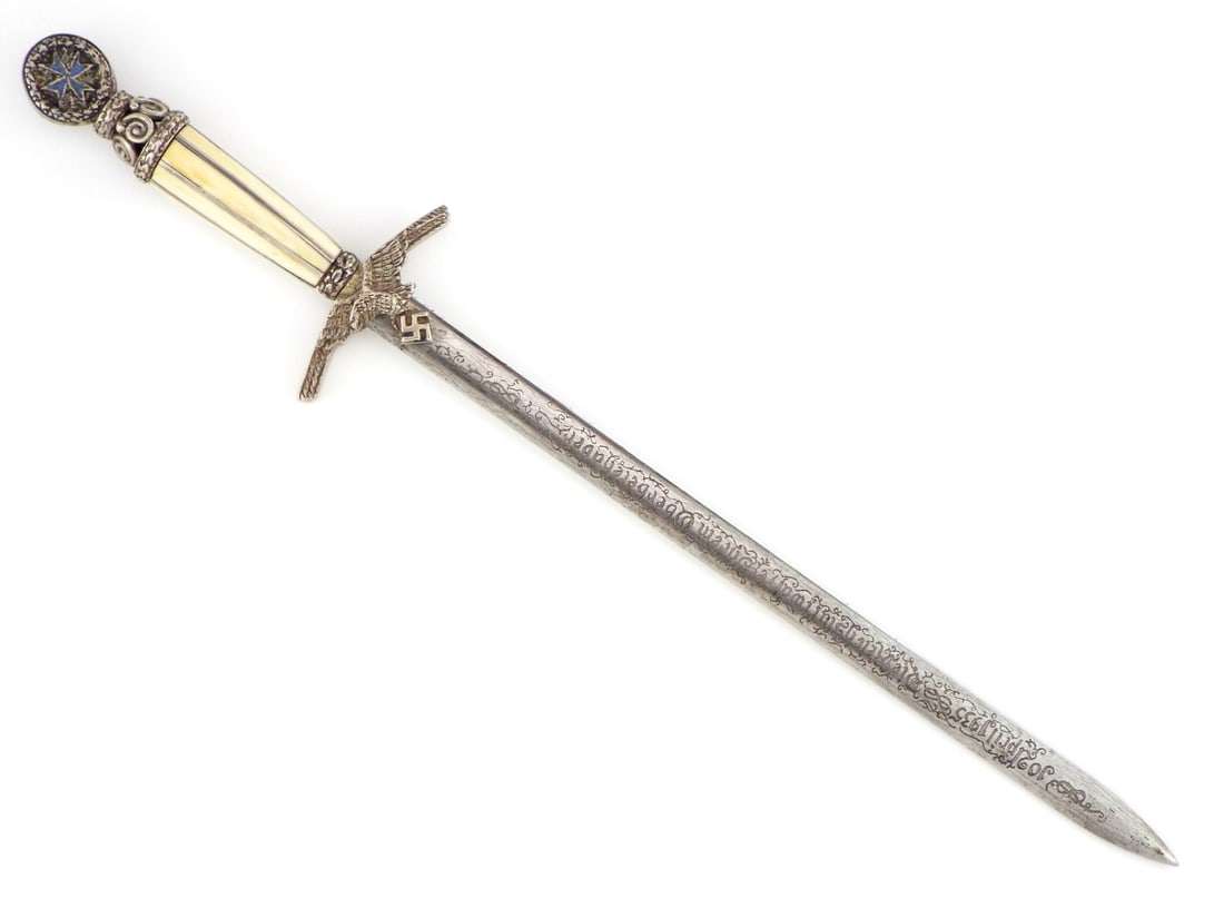 Miniature Wedding Sword by Famous American Sculptor E. Richard Bonham: This is a truly unique and rare opportunity to acquire a completely hand made, one of a kind, artist signed, military miniature of the famous "Wedding sword" owned and worn by Reichsmarschall Hermann 