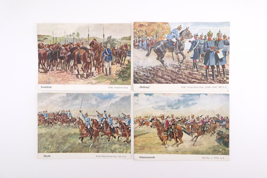 German Imperial WWI Four CAVALRY Military Postcards (1 of 6)