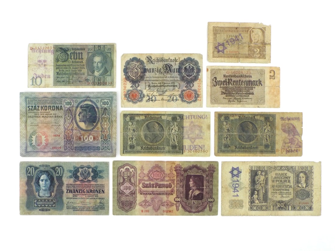 German Early Century & WWII European BANKNOTES & Overprints (1 of 12)