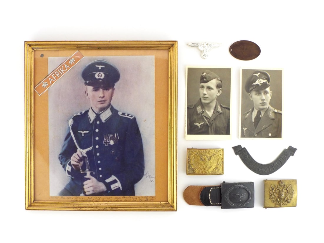 Lot of German Officer Portraits & Uniform Accessories: Lot of German Officer Portraits & Uniform Accessories