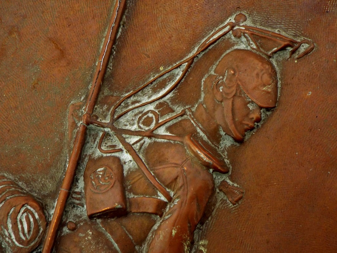 Dramatic 1905 US COPPER PLAQUES Embossed Cavalry Pair - 10