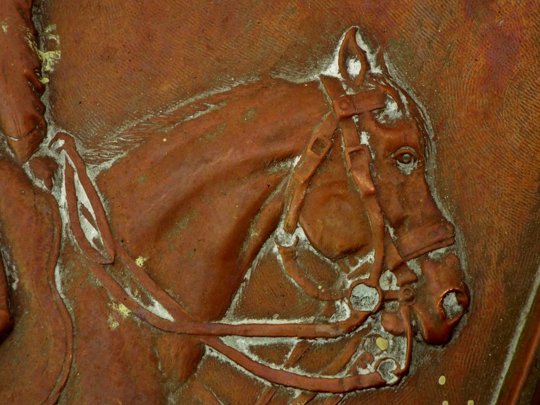 Dramatic 1905 US COPPER PLAQUES Embossed Cavalry Pair - 9