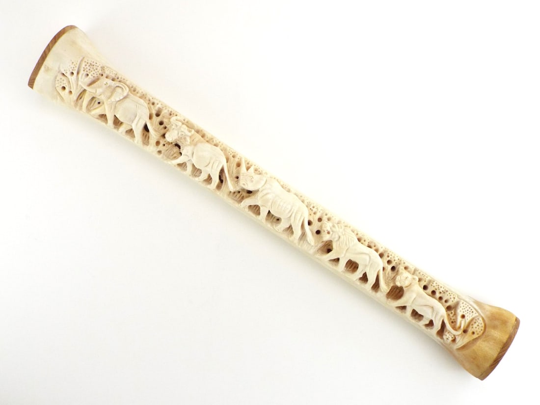 Large African Carving Made Out Of Giraffe Bone (1 of 6)