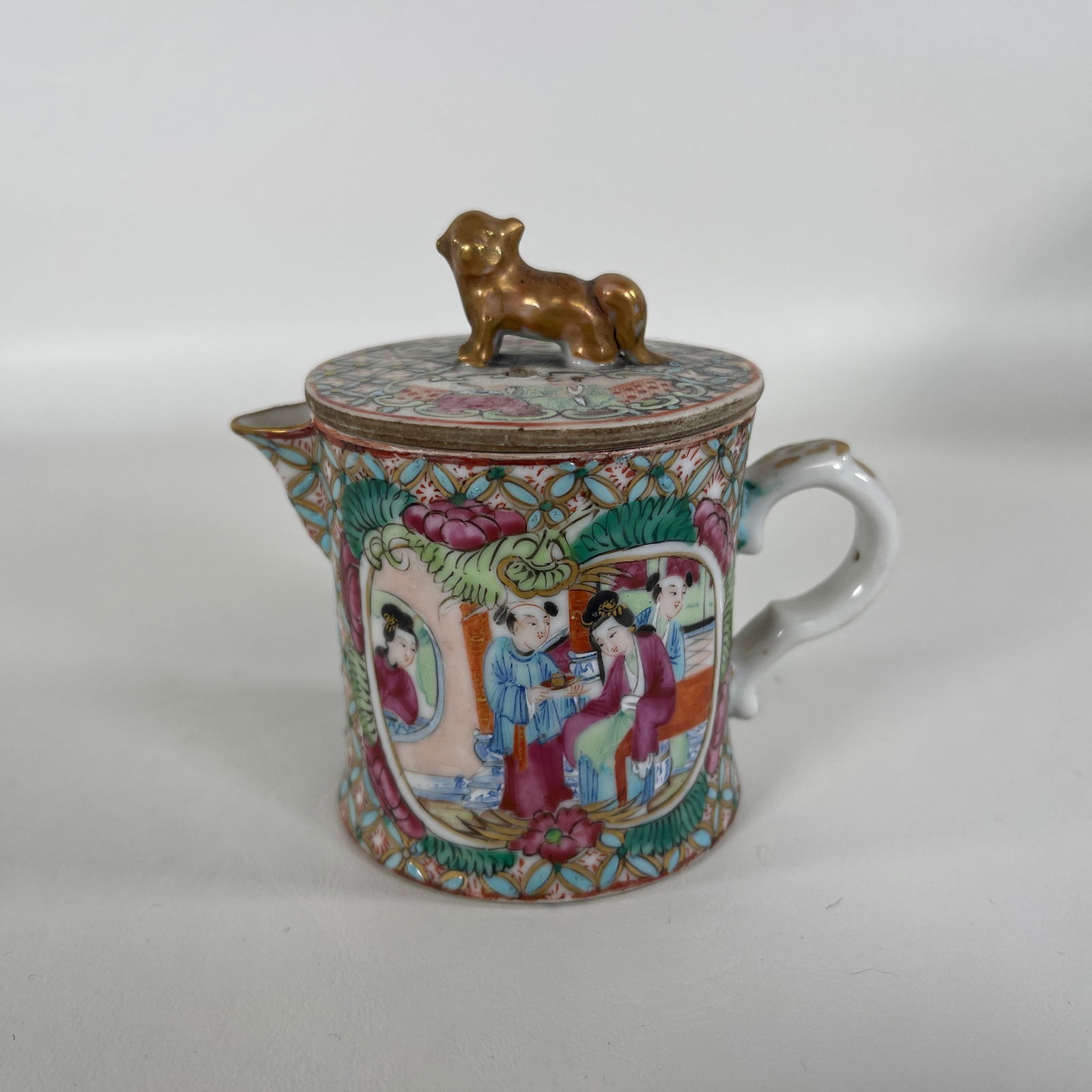 19th Century Rose Mandarin Chinese Porcelain Creamer with lid (1 of 6)