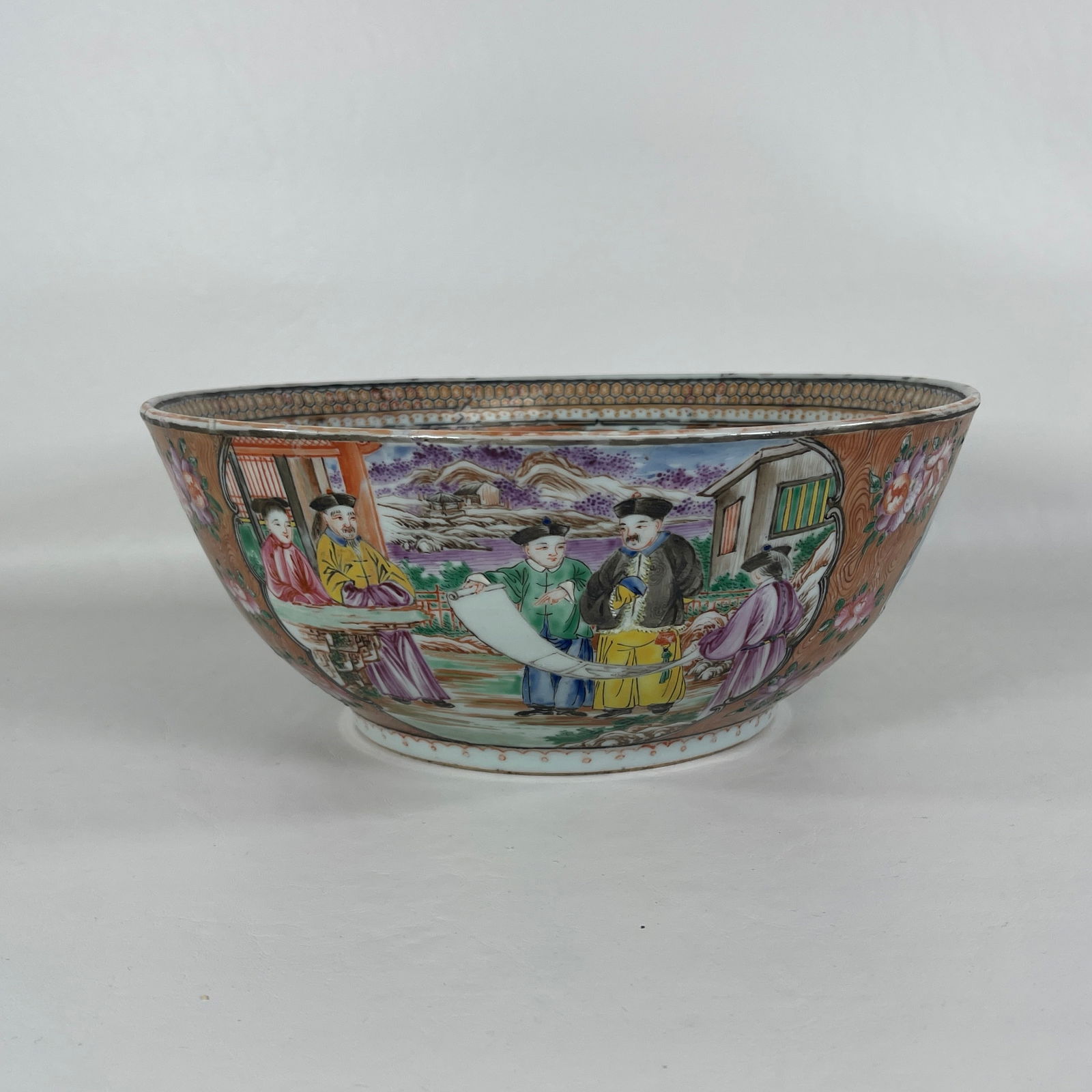18th Century Rose Medallion Chinese Porcelain Large Bowl (1 of 9)