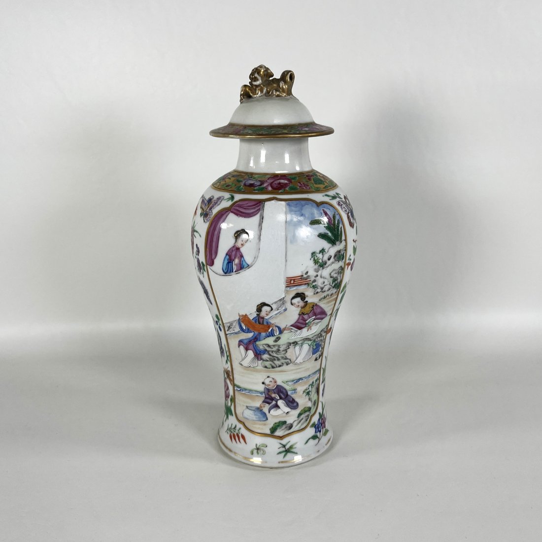 19th Century Rose Mandarin Chinese Porcelain Vase W/ Lid (1 of 6)