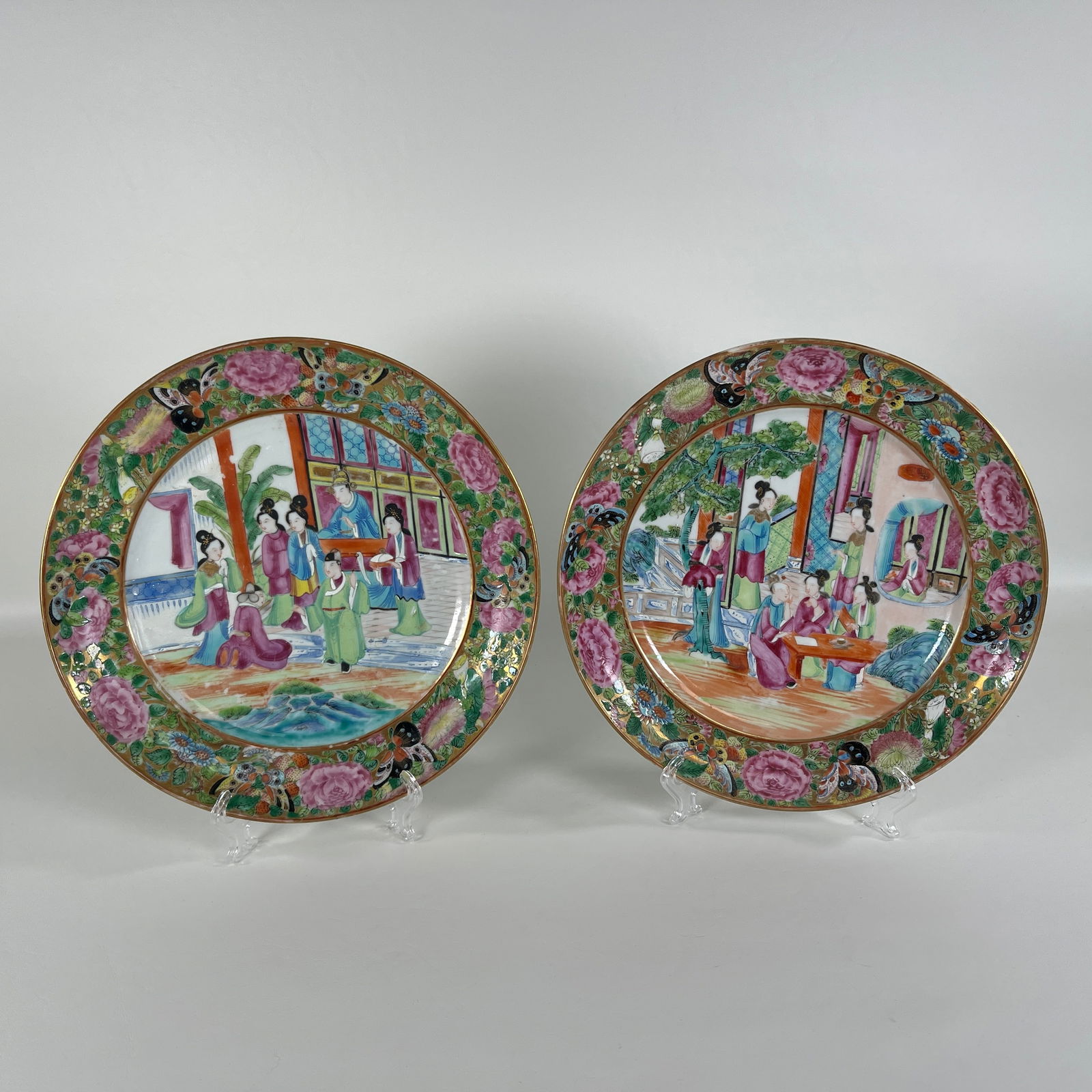 Pair of 19th Century Rose Medallion Chinese Porcelain Plates (1 of 6)