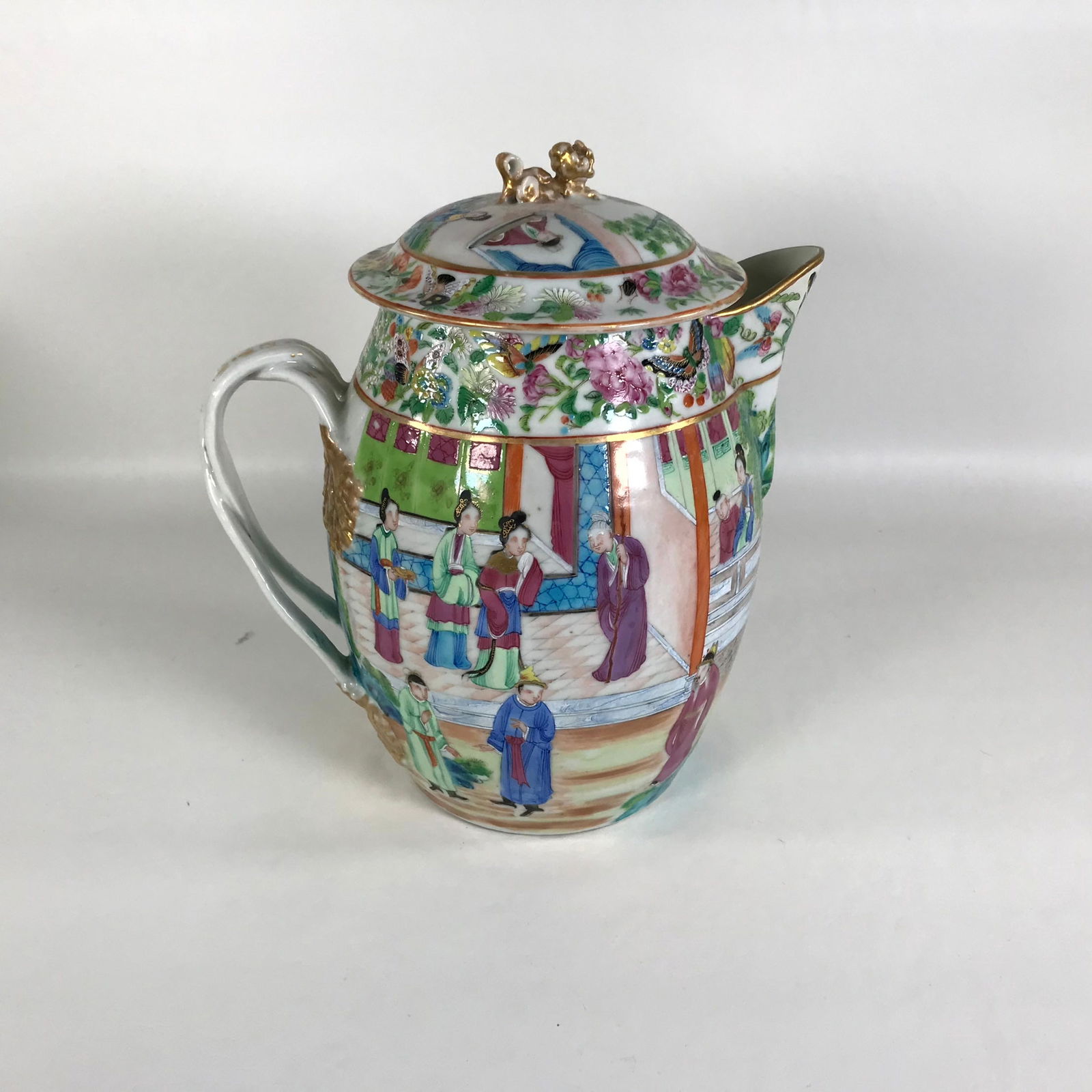 19th Century Rose Mandarin Chinese Porcelain Cider Jug (1 of 8)