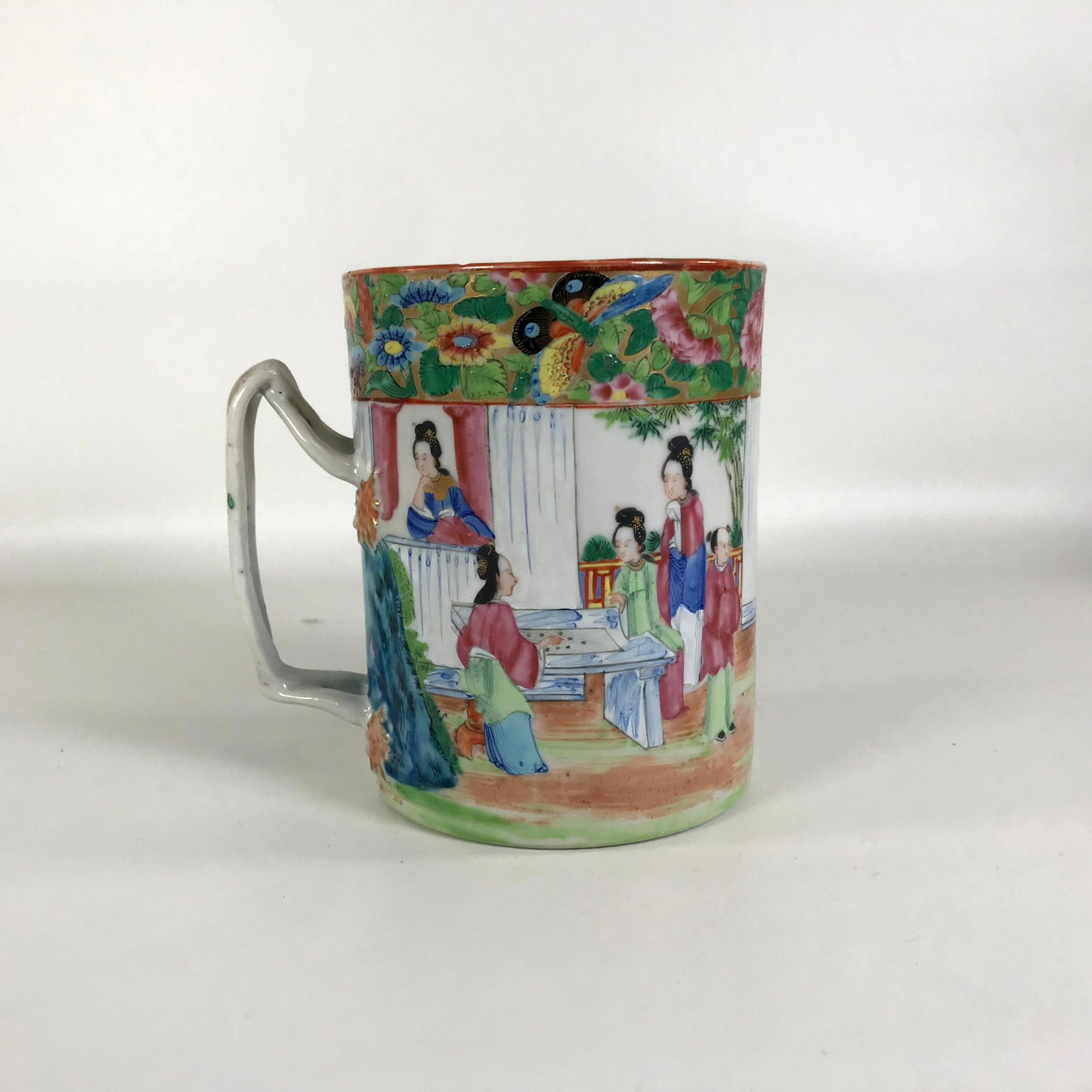 19th Century Rose Mandarin Chinese Porcelain Large Mug (1 of 6)