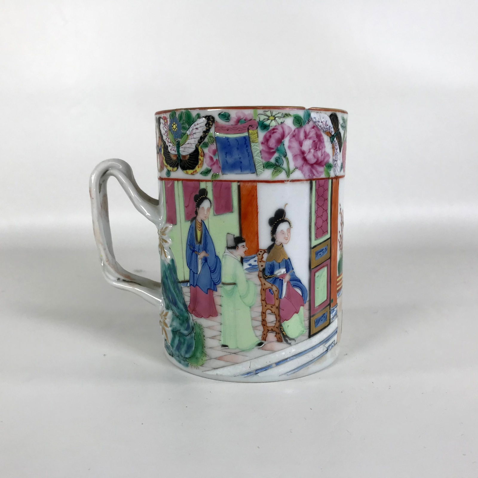 19th Century Rose Mandarin Chinese Porcelain Large Mug (1 of 6)
