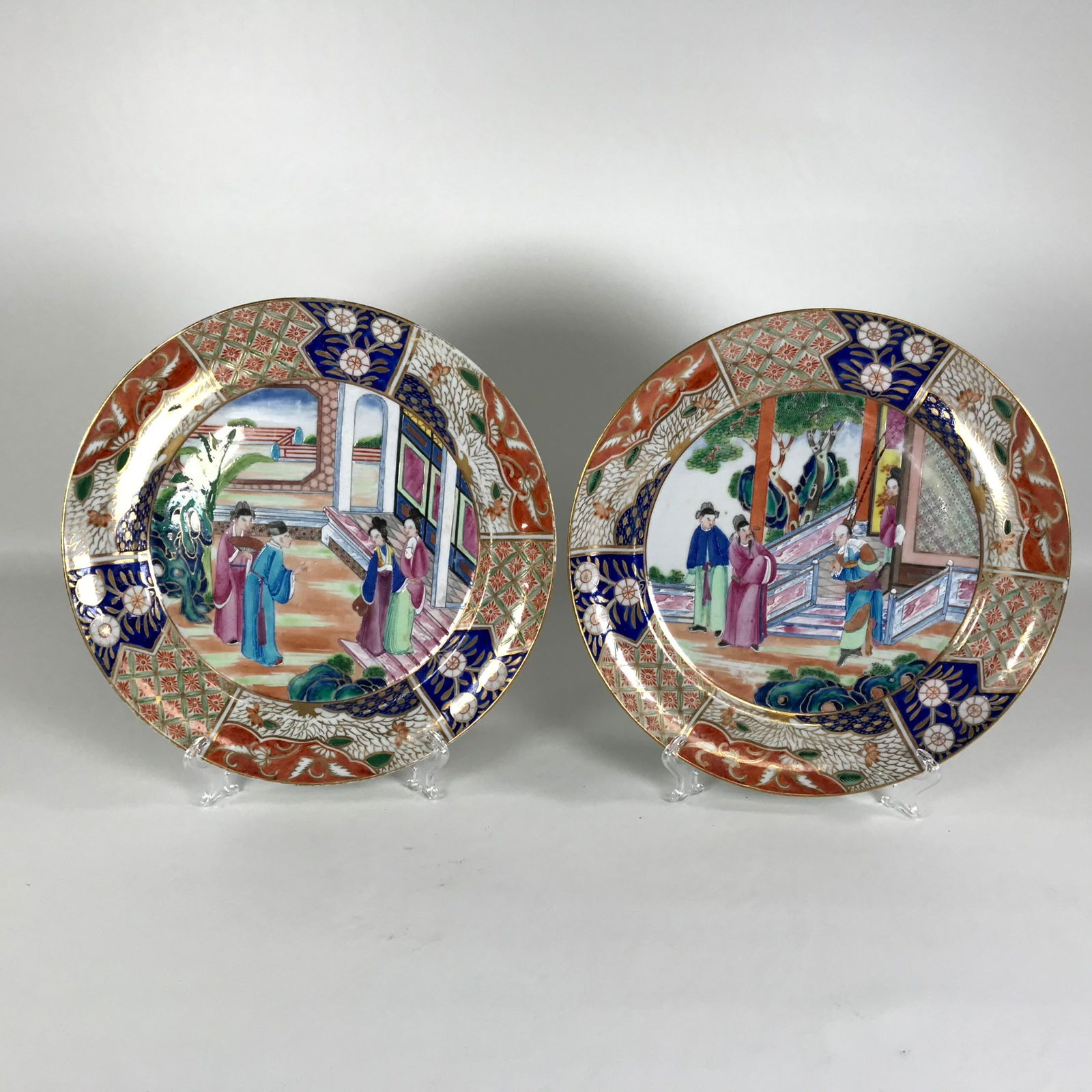 Pair of 19th Century Rose Mandarin Chinese Porcelain Plates (1 of 12)