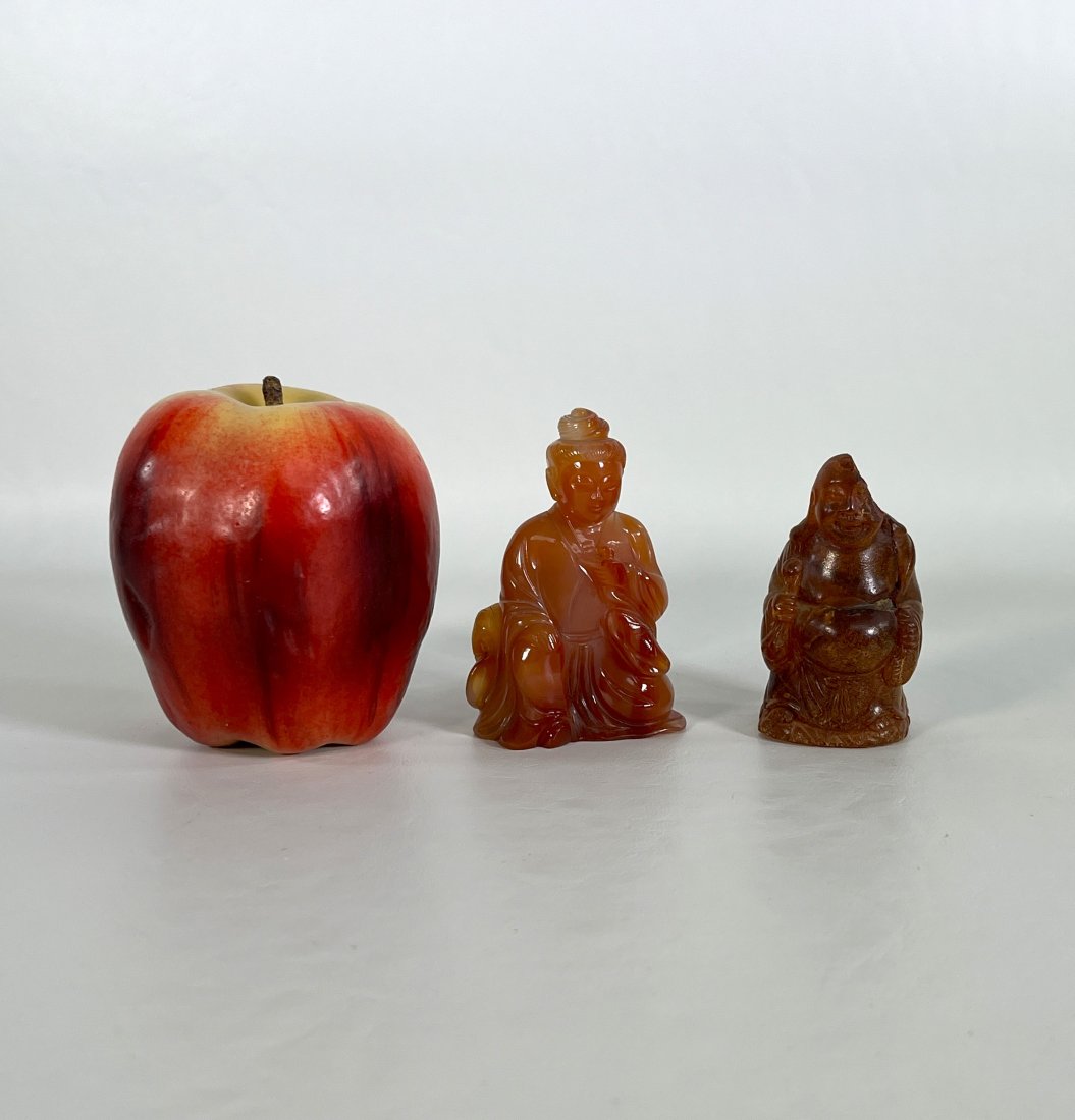 Fine Carved Chinese Agate Figure and Carved Amber Buddha (1 of 12)