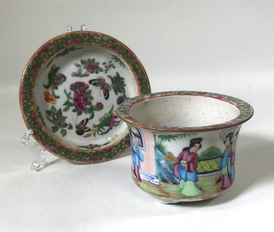 Rare 19th C. Chinese Export Porcelain Mini Planter & Underplate (1 of 5)