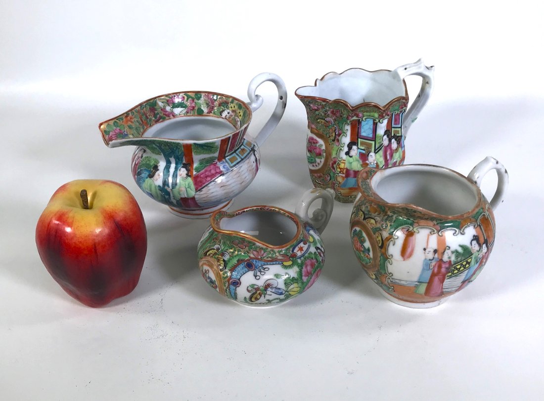 (4) Chinese Rose Medallion Porcelain Creamer Pitchers (1 of 9)