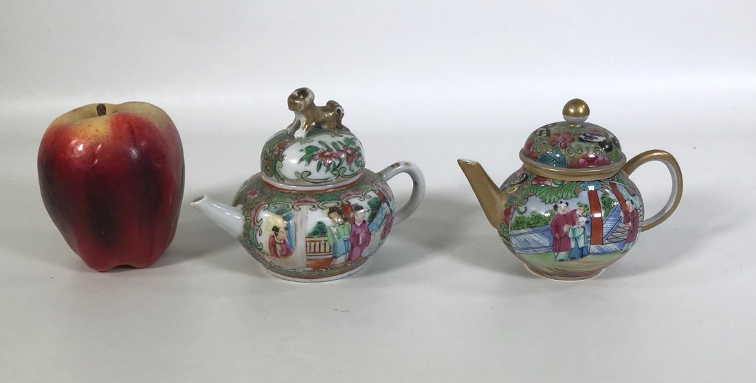 (2) Rare Miniature Chinese Rose Medallion Porcelain Teapots (1 of 8)