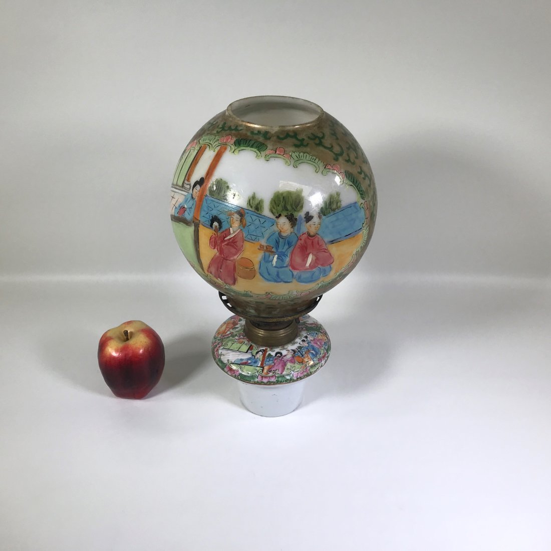 Rare Chinese Rose Mandarin Porcelain Oil Lamp (1 of 10)