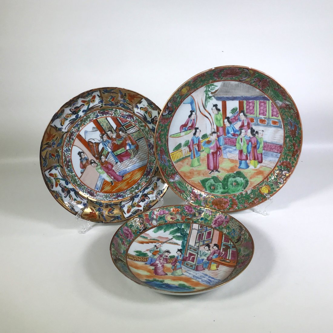 (3) 19th. Century Chinese Rose Mandarin Porcelain Plate (1 of 10)