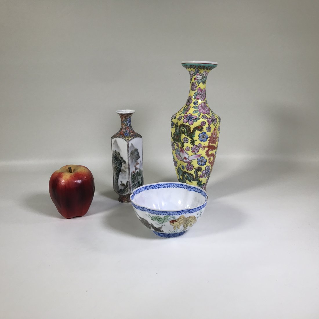 lot of 3 Chinese Egg Shell Porcelain Vase Bowl (1 of 11)