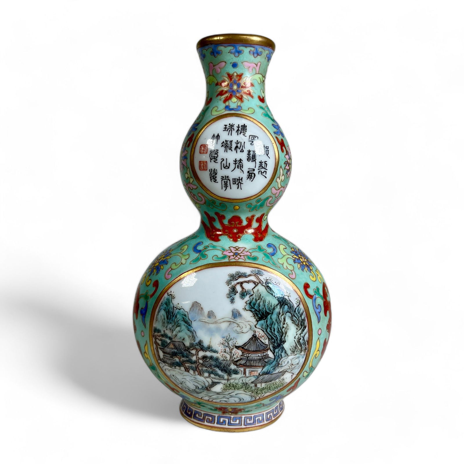 Qianlong Enamel Porcelain Gold Gourd Wall Hanging Vase (1 of 8)
