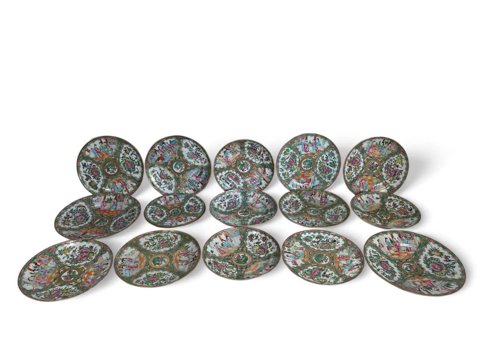 Grouping of 15 Rose Medallion Porcelain Plates (1 of 6)