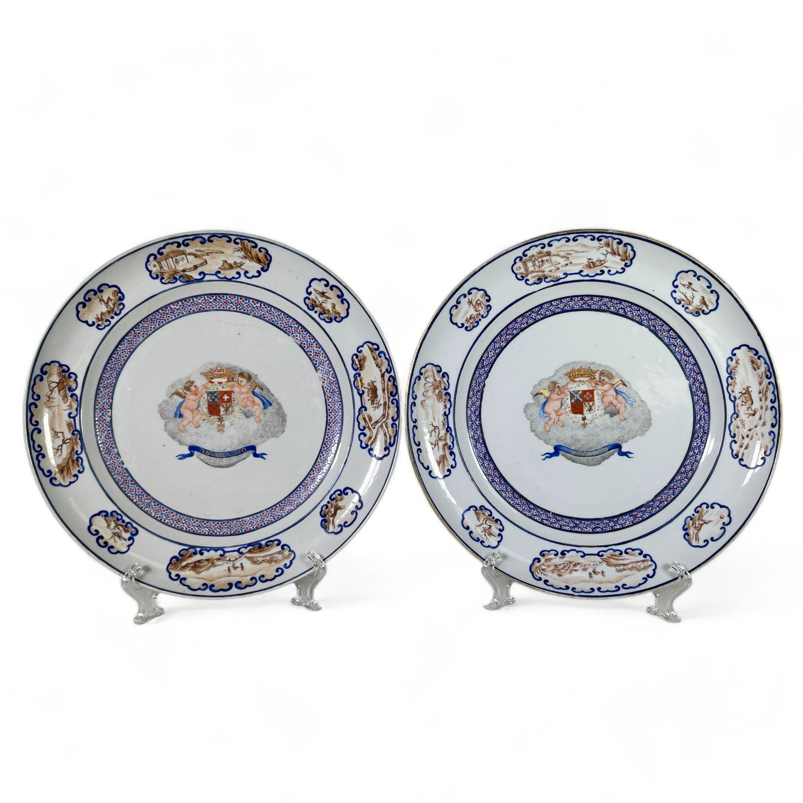Pair of 18th Century Chinese Export Armorial Plates for Brazilian Market (1 of 8)