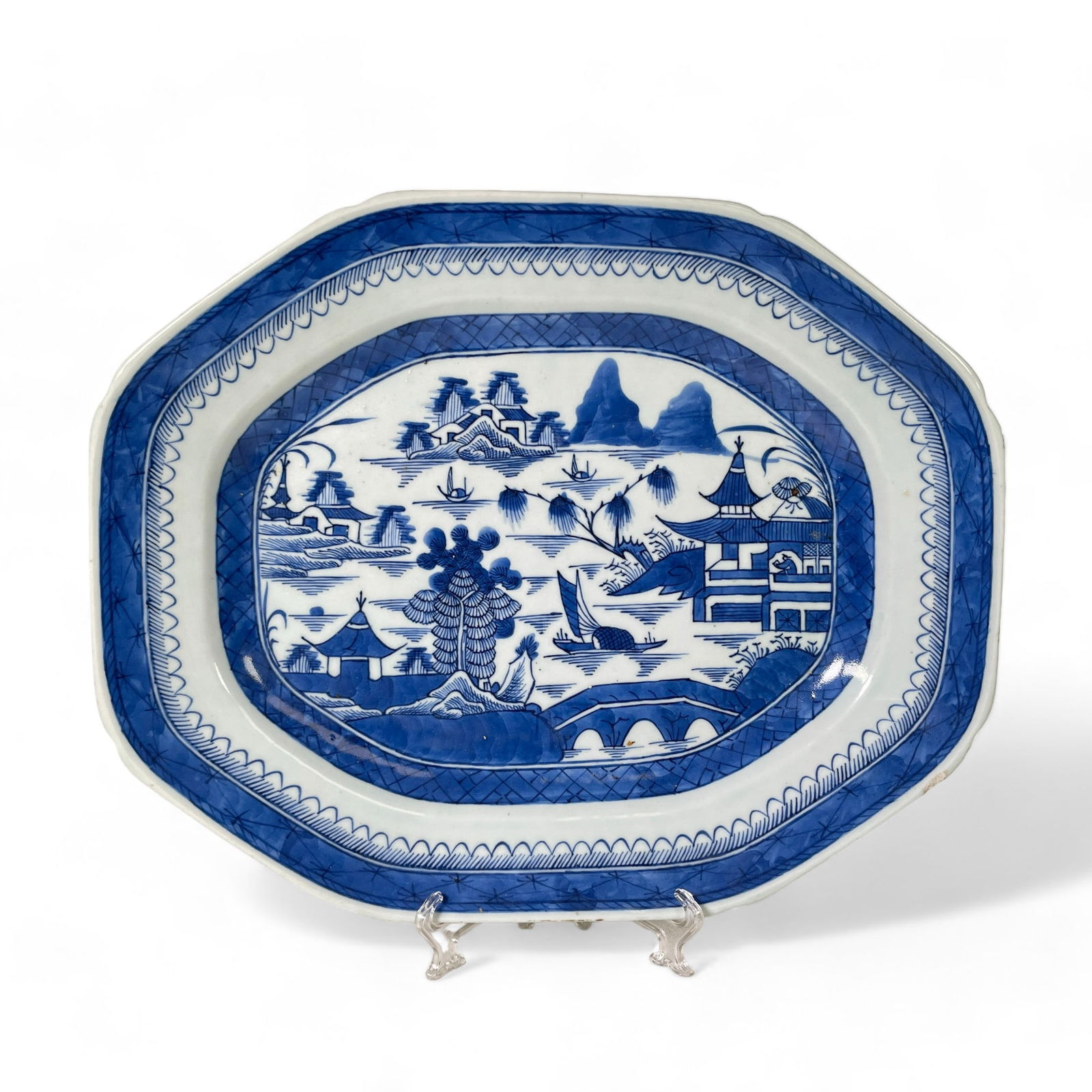 Large Antique 19th Century Chinese Porcelain Canton Platter (1 of 6)