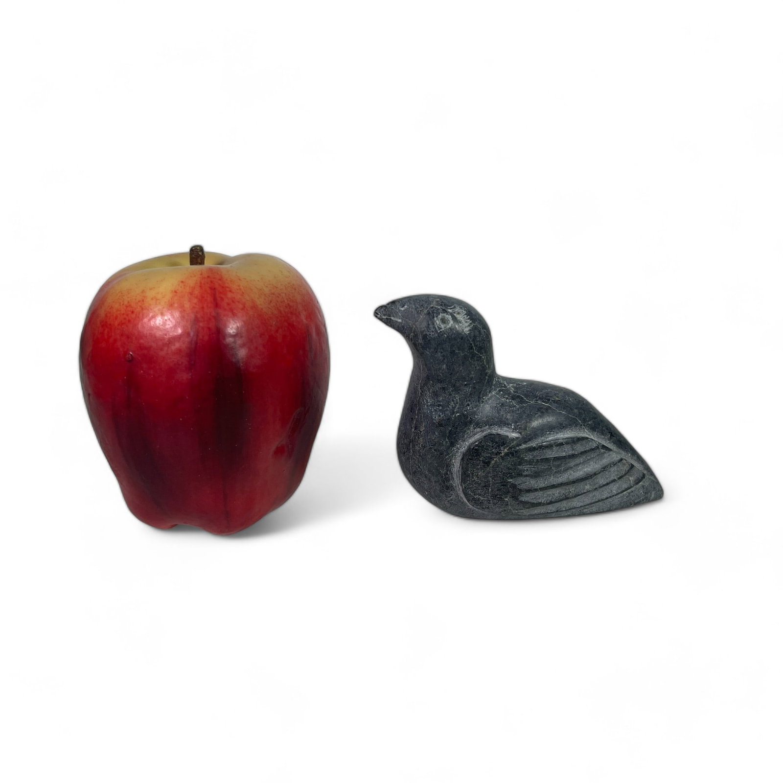 Inuit Carving of a Bird: Measures 4" wide, 1 3/4" deep, 3" tall.