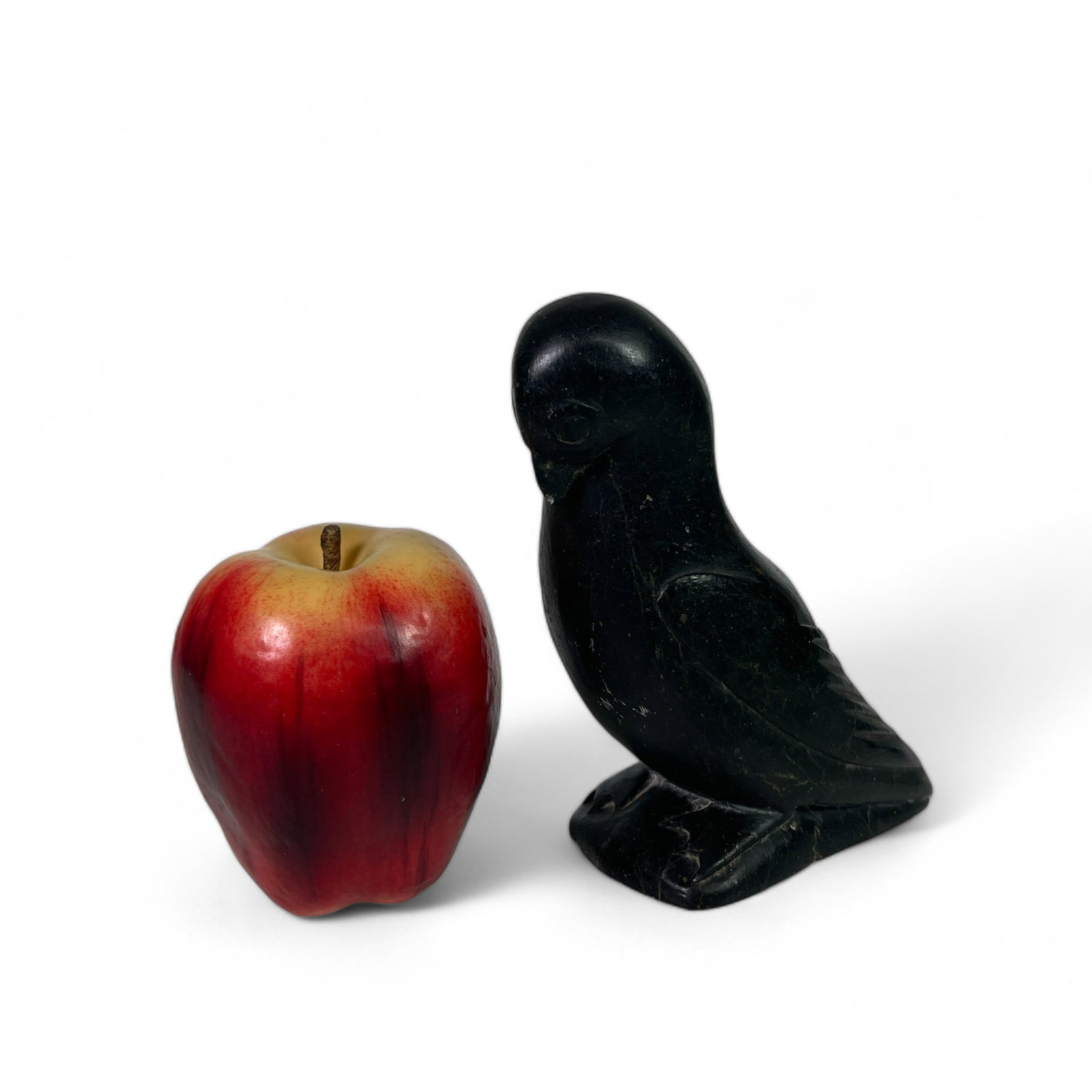 Inuit Carving of a Bird: Measures 4 3/4" wide, 2 1/2" deep, 5 1/2" tall.