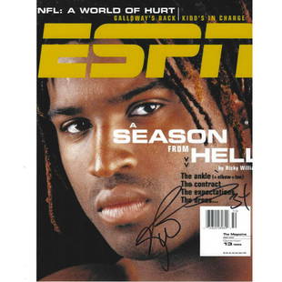 Ricky Williams NFL ESPN Magazine Cover Season Of Hell 8x10 Photo JSA Certificate: Signed by Ricky WilliamsOwn this signed autographed ESPN magazine cover and own a part of history! Signed by Ricky Williams with the Texas Longhorns. Shop with confidence as this product has been