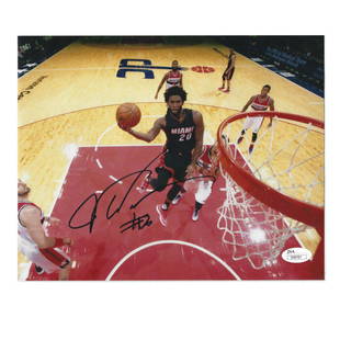 Justise Winslow Miami Heat NBA #20 8x10 Signed Autograph Photo Dunking JSA Cert.: Signed by Justise Winslow100% Authentic. Certificate of Authenticity by JSA included