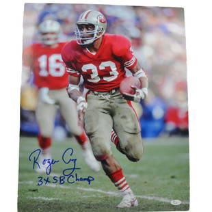 Roger Craig San Francisco 49ers NFL#33 16x20 Signed Autograph Photo SB Champ JSA: Player: Roger CraigTeam: San Francisco 49ersJersey #: 33Autographed by: Roger CraigAutographed with: Blue SharpieCertified by: JSASize: 16x20Description:Own this signed autographed photograph and own