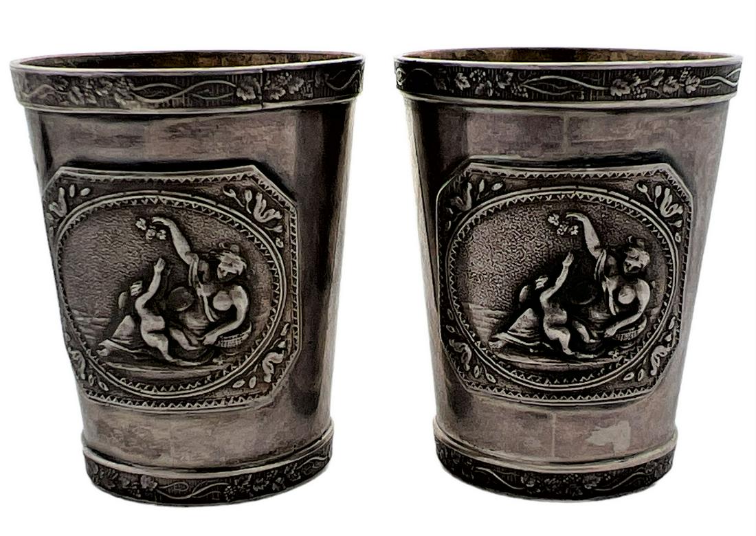 A pair of 84 Russian silver cups, from the 19th century, gilded on the inside, signed - height 5 cm (1 of 4)