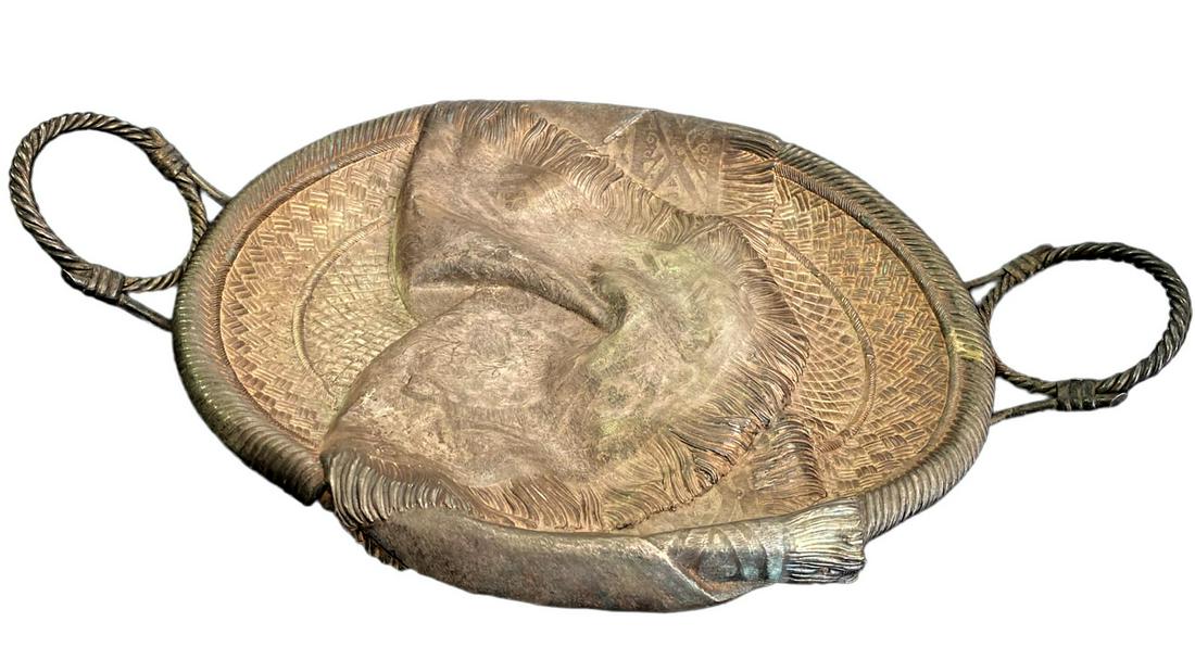 Russian 84 silver bowl with special silver work, total weight 624 grams, 45x25 cm (1 of 4)
