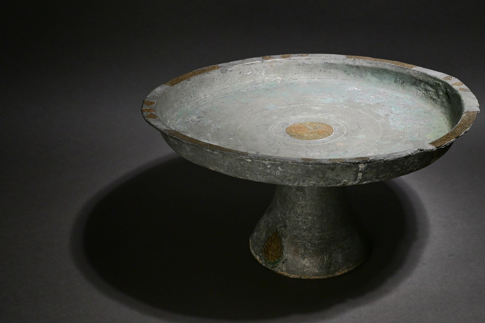 Khurasan Brass Inlaid Pewter Lead Tazza, Central Asia 12th–13th Century (1 of 11)