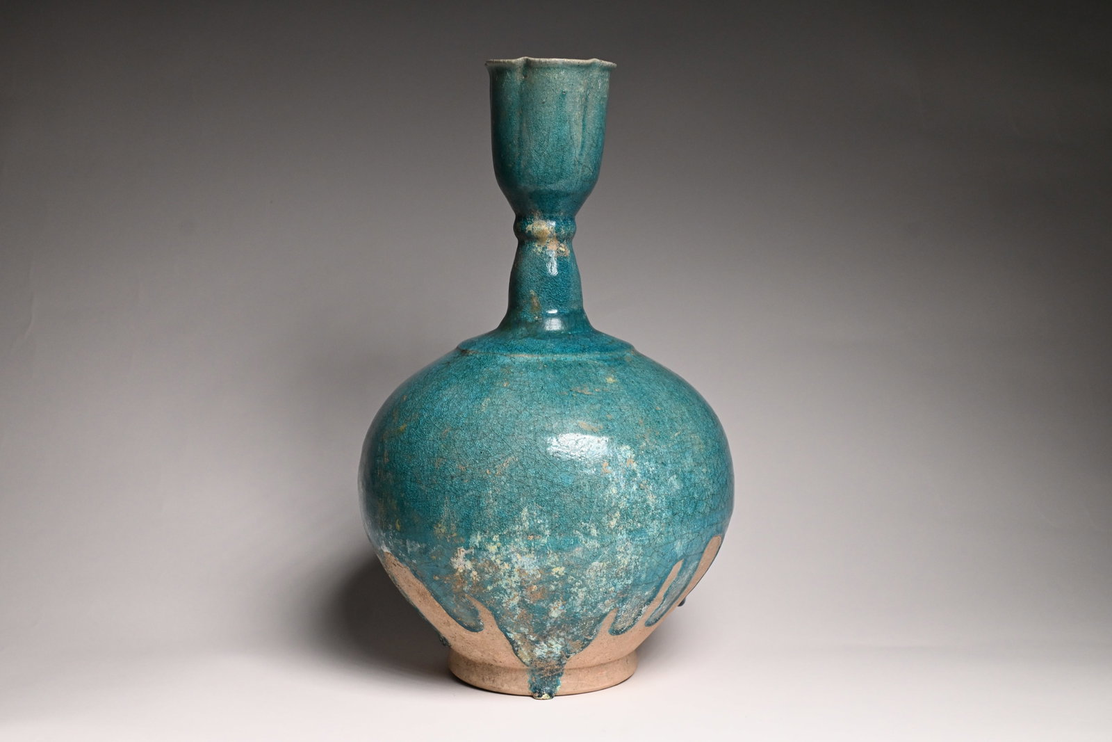 A Nishapur turquoise glazed pottery flask, North East Iran, 12th century (1 of 8)