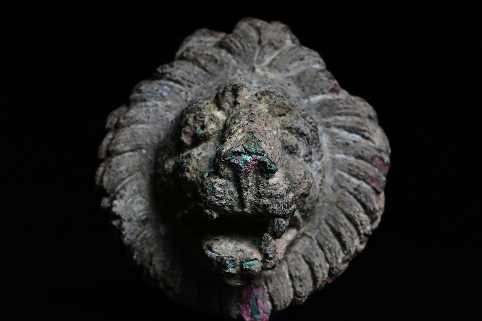 An Achaemenid or mesapotamian bronze lion head attachment (1 of 5)