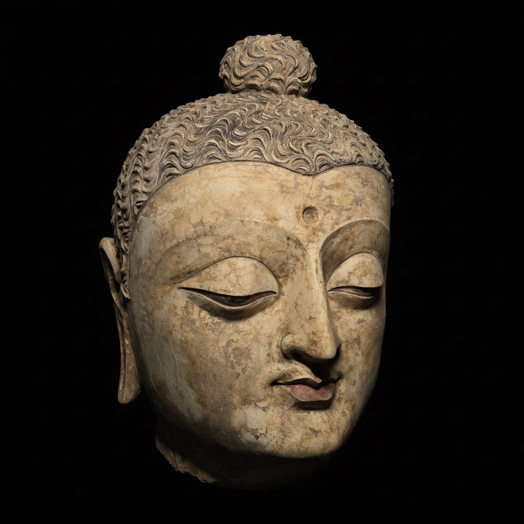 A Monumental stucco head of a buddha, ancient region of gandhara 4th/5th Century (1 of 10)