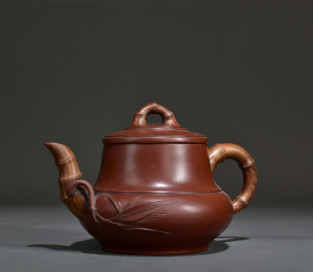 A bamboo Yixing clay teapot (1 of 11)