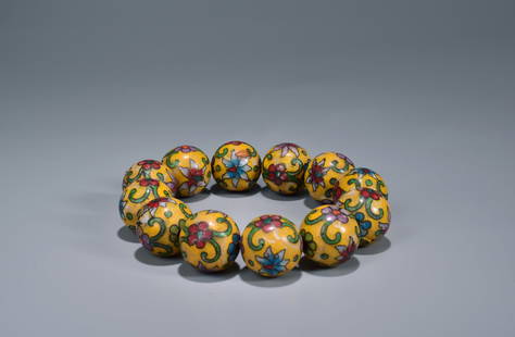 A Cloisonne Enamel Bracelet Qing Dynasty: Bead diameter 2.0cm Weight107.8g
