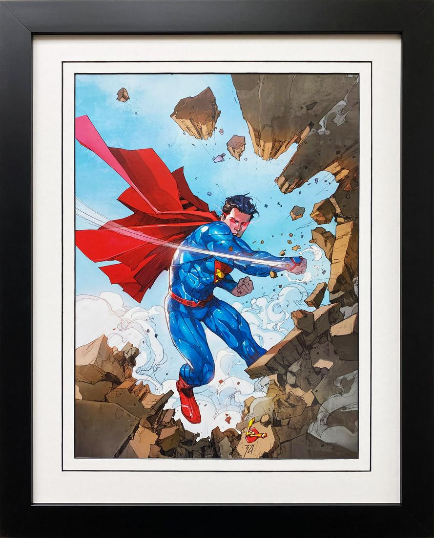 DC COMICS "Superman" Volume 3 #13: CUSTOM FRAMED MINI POSTER OF A CLASSIC COMIC BOOK COVER. FRAMED IN BLACK AND MATTED IN A SINGLE MAT WITH A BLACK CORE V-GROOVE. Superman (Volume 3) #13 is an issue of the series Superman (Volume 3) wi